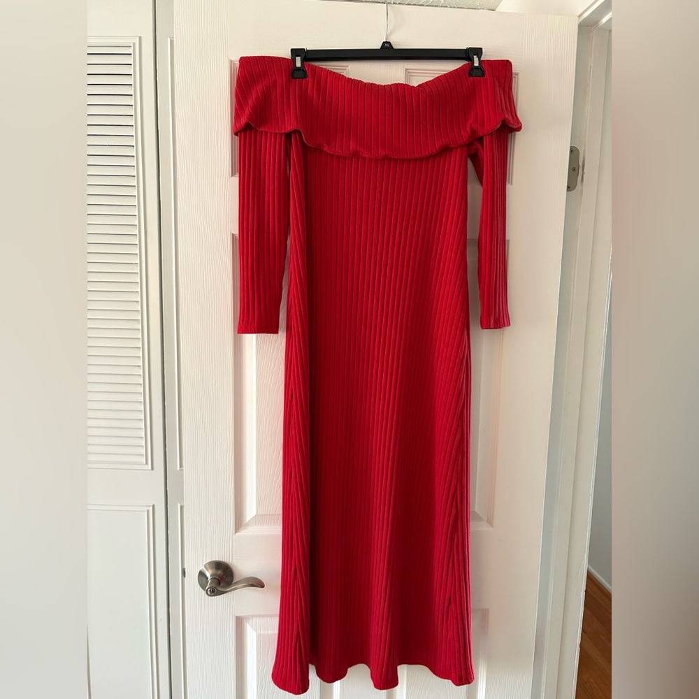 Elegant Red Off-Shoulder Dress